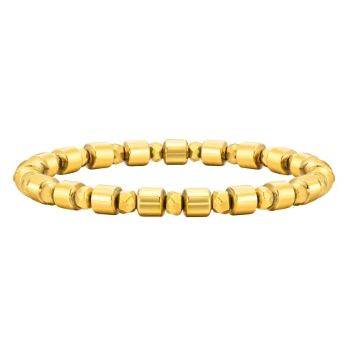 Wholesale Men's Gold Black Gallstone Hematite Beaded Bracelet