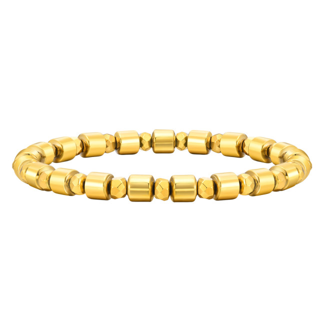 Wholesale Men's Gold Black Gallstone Hematite Beaded Bracelet