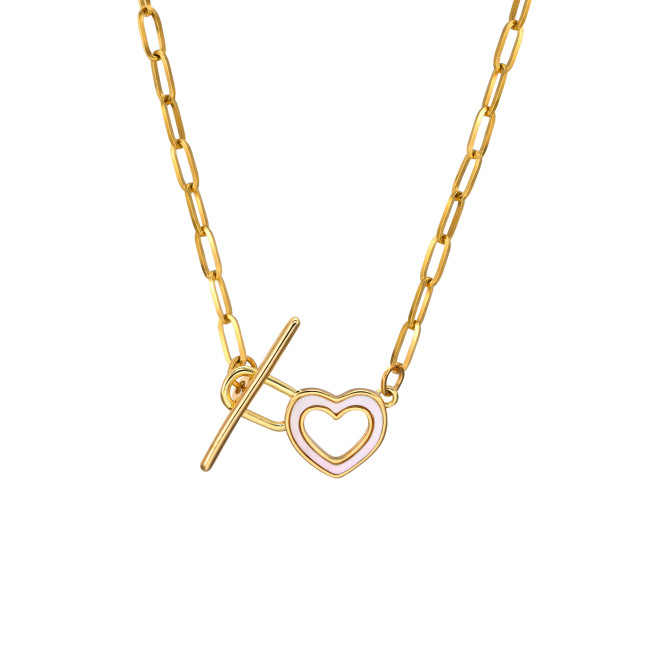 Wholesale Stainless Steel Gold Plated T-Bar Paperclip Necklace