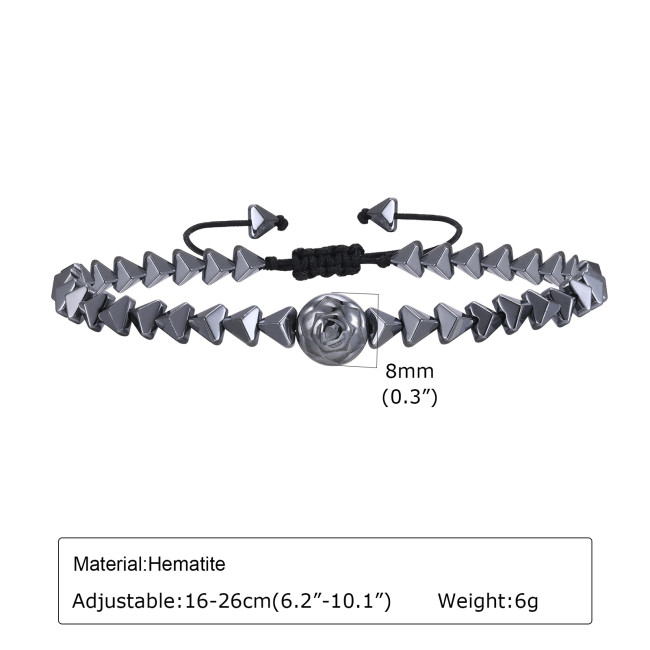 Wholesale Black Gallstone Hematite Rose Bracelet for Men