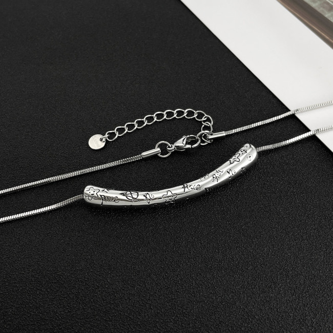 Wholesale Stainless Steel Star Flower Pattern Bar Necklace