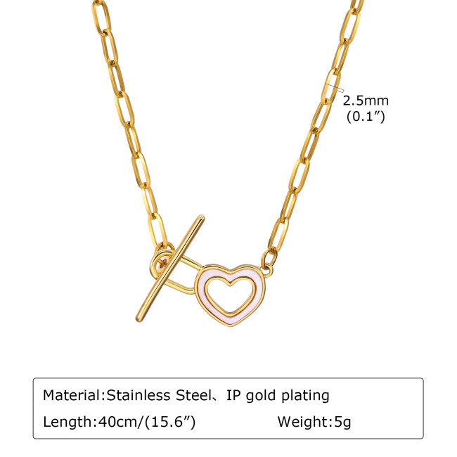 Wholesale Stainless Steel Gold Plated T-Bar Paperclip Necklace