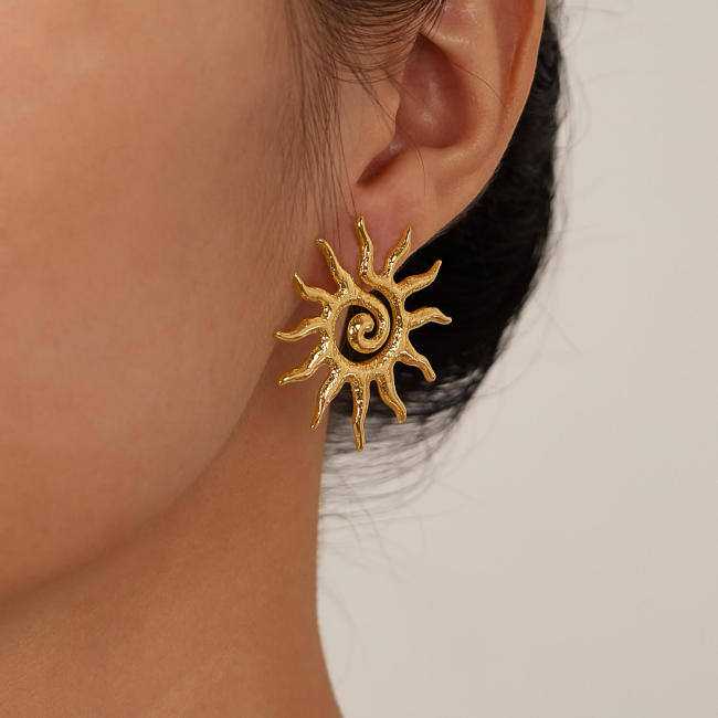Wholesale Stainless Steel Sun Earrings