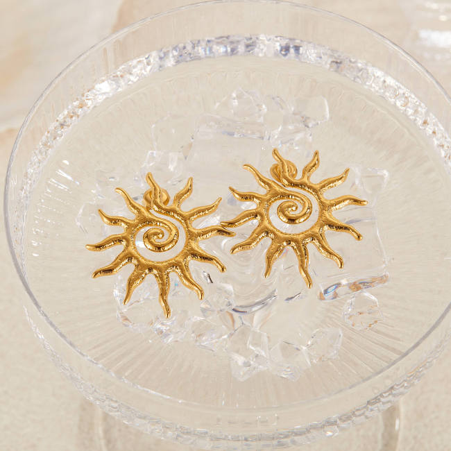 Wholesale Stainless Steel Sun Earrings