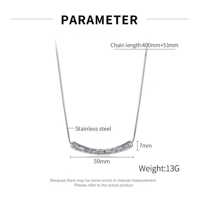 Wholesale Stainless Steel Star Flower Pattern Bar Necklace