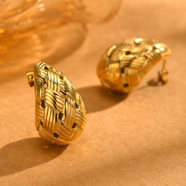 Wholesale Stainless Steel Teardrop Braided Earrings