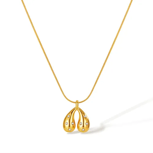Wholesale Stainless Steel Creative CZ Drops Pendant Necklace