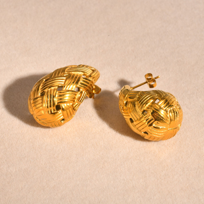 Wholesale Stainless Steel Teardrop Braided Earrings