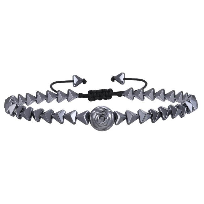 Wholesale Black Gallstone Hematite Rose Bracelet for Men