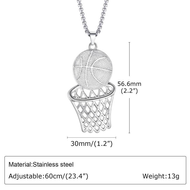 Wholesale Stainless Steel Basketball Frame Pendant