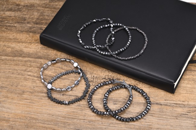 Wholesale Black Gallstone Hematite Beaded Bracelets