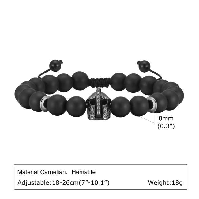 Wholesale Black Gallstone Hematite Helmet Agate Beaded Bracelet