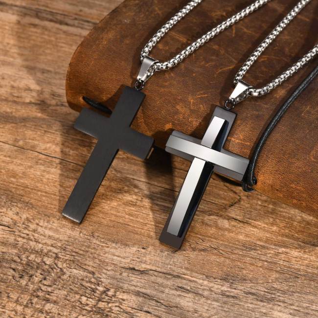 Wholesale Stainless Steel Double Layer Cross Pendant