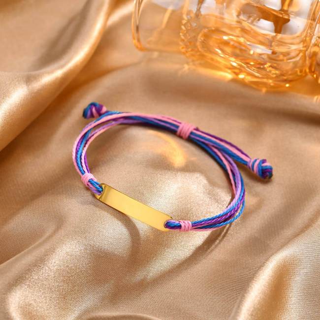 Wholesale Stainless Steel Color Cord Engravable Bracelet