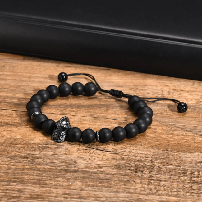 Wholesale Black Gallstone Hematite Helmet Agate Beaded Bracelet