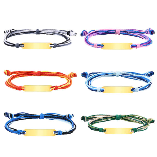 Wholesale Stainless Steel Color Cord Engravable Bracelet