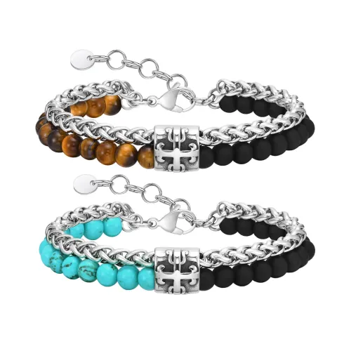 Wholesale Stainless Steel Tiger Eye Agate Bracelet