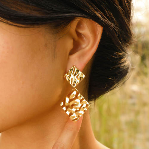 Wholesale Irregular Hammered Copper Earrings