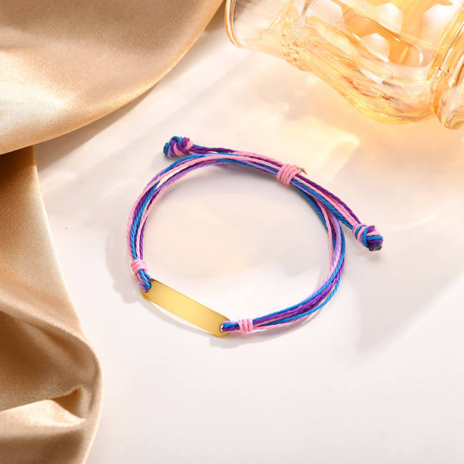 Wholesale Stainless Steel Color Cord Engravable Bracelet
