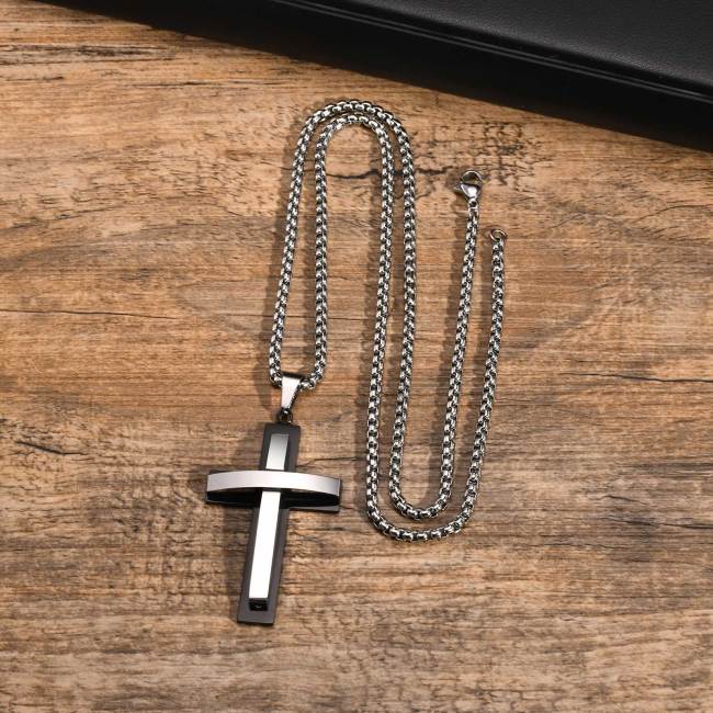Wholesale Stainless Steel Double Layer Cross Pendant
