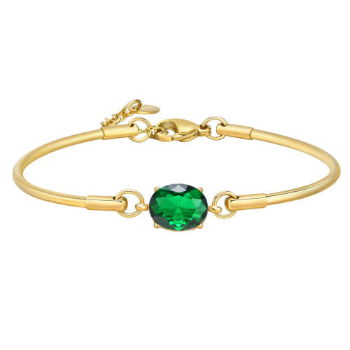 Wholesale Stainless Steel Green Zirconia Bracelet