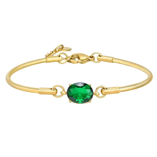 Wholesale Stainless Steel Green Zirconia Bracelet