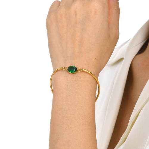 Wholesale Stainless Steel Green Zirconia Bracelet