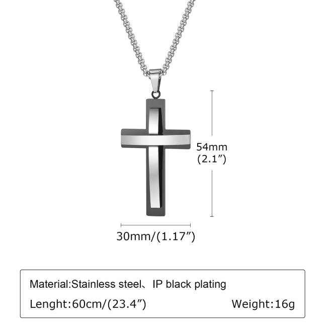 Wholesale Stainless Steel Double Layer Cross Pendant