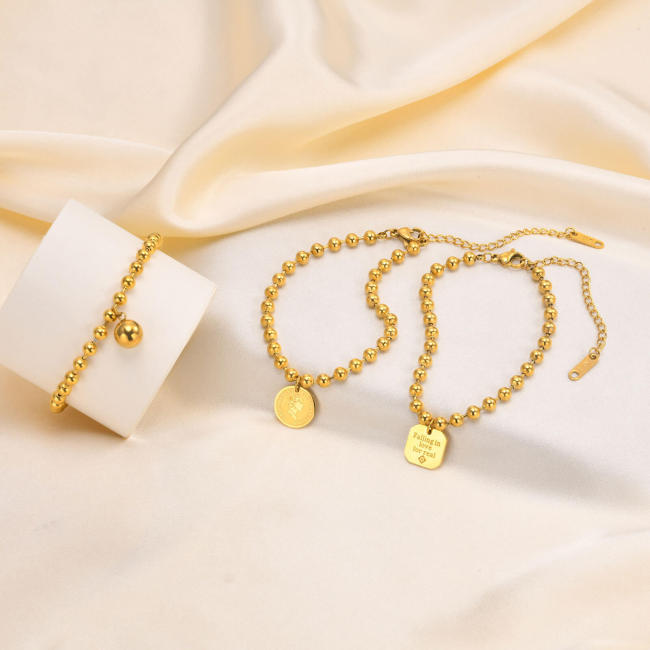 Wholesale Stainless Steel Beads Bracelet with Charm