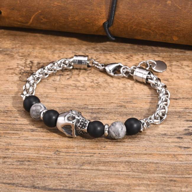 Wholesale Stainless Steel Skull Beads Bracelet