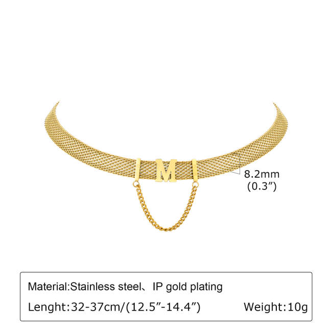 Wholesale Stainless Steel Mesh Letter M Necklace