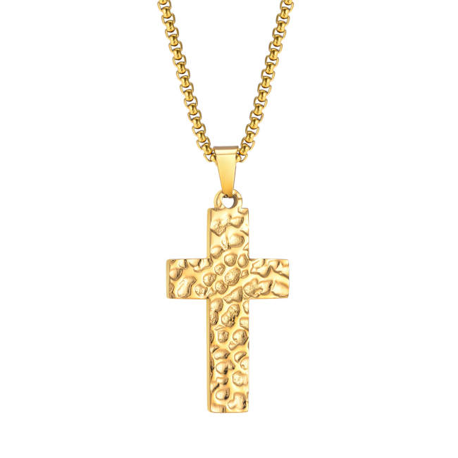 Wholesale Stainless Steel Hammered Cross Pendant