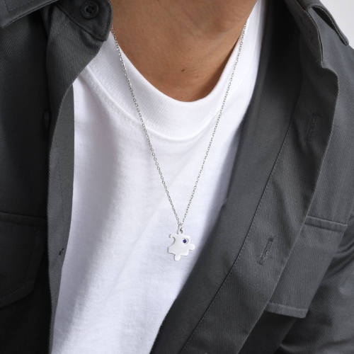 Wholesale Stainless Steel Puzzle Heart Couple Necklace