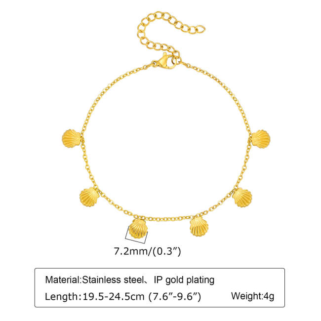 Wholesale Stainless Steel Elegant Scallop Shell Anklet