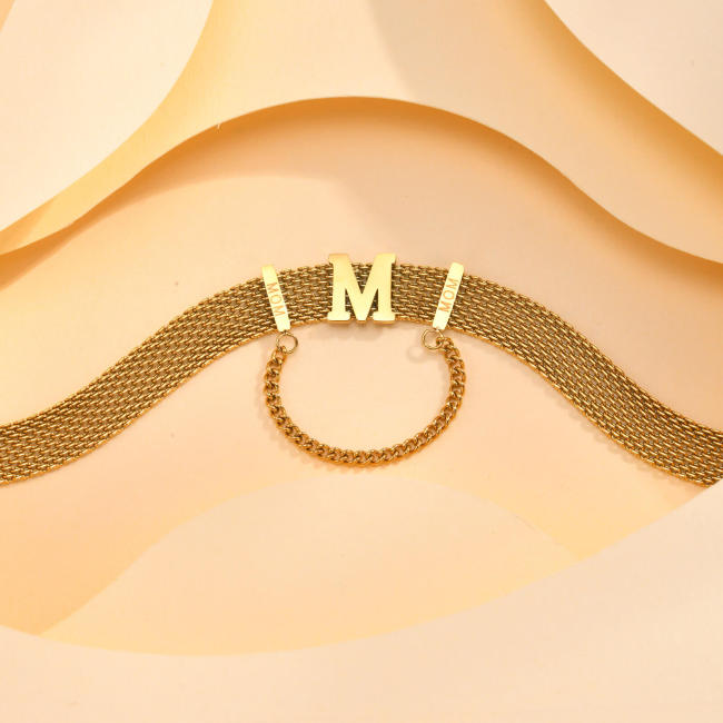 Wholesale Stainless Steel Mesh Letter M Necklace
