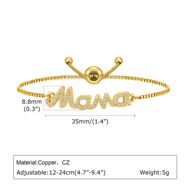 Wholesale Copper Box Chain with Mama Bracelet