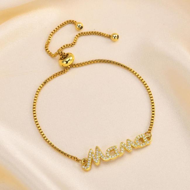 Wholesale Copper Box Chain with Mama Bracelet