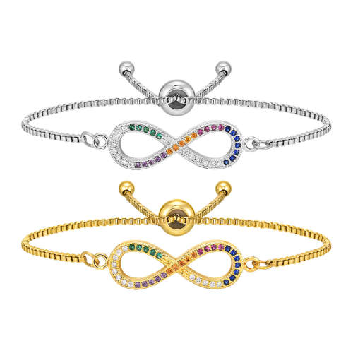 Wholesale Copper Colorful Zirconia Infinity Bracelet