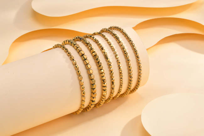 Wholesale Black Gallstone Gold Beaded Bracelet
