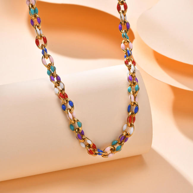 Wholesale Stainless Steel Colorful Necklace