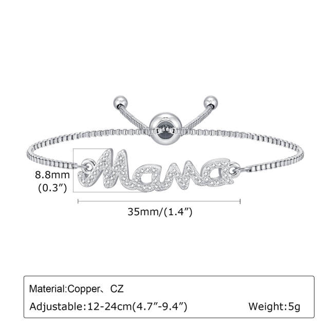 Wholesale Copper Box Chain with Mama Bracelet