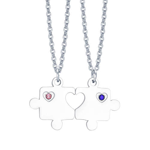 Wholesale Stainless Steel Puzzle Heart Couple Necklace