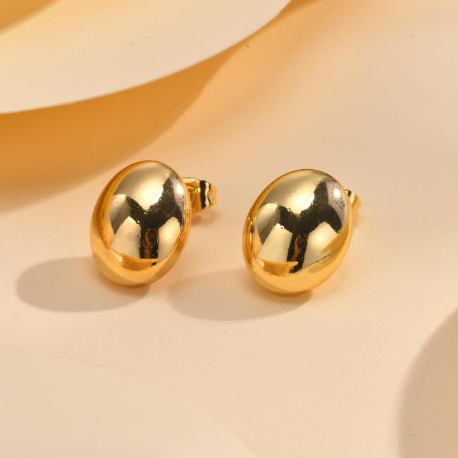 Wholesale Stainless Steel Oval Glossy Earrings