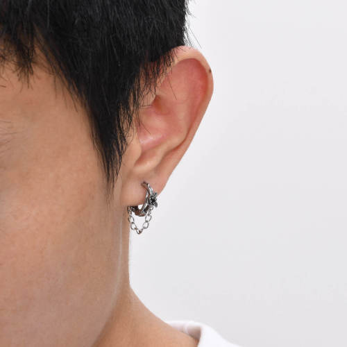 Wholesale Stainless Steel Black Zirconia Rose Earrings