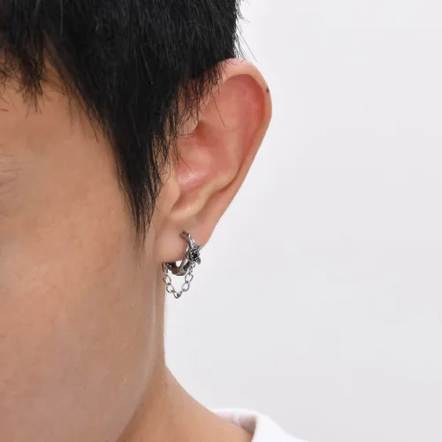 Wholesale Stainless Steel Black Zirconia Rose Earrings