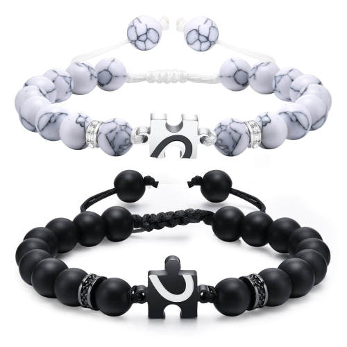 Wholesale Agate and White Turquoise Beads Couple Bracelet