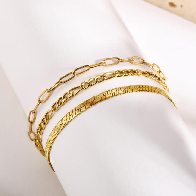Wholesale Stainless Steel 3 Piece Stacked Bracelet