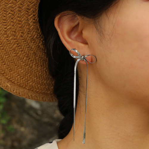 Wholesale Stainless Steel Ribbon Women's Earrings