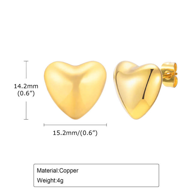 Wholesale Stainless Steel 18K Heart Earrings