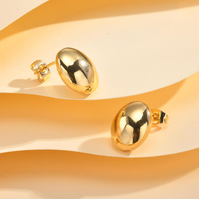 Wholesale Stainless Steel Oval Glossy Earrings